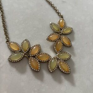 LC Lauren Conrad Statement Necklace Dainty Leaf Mint Green Orange Peach